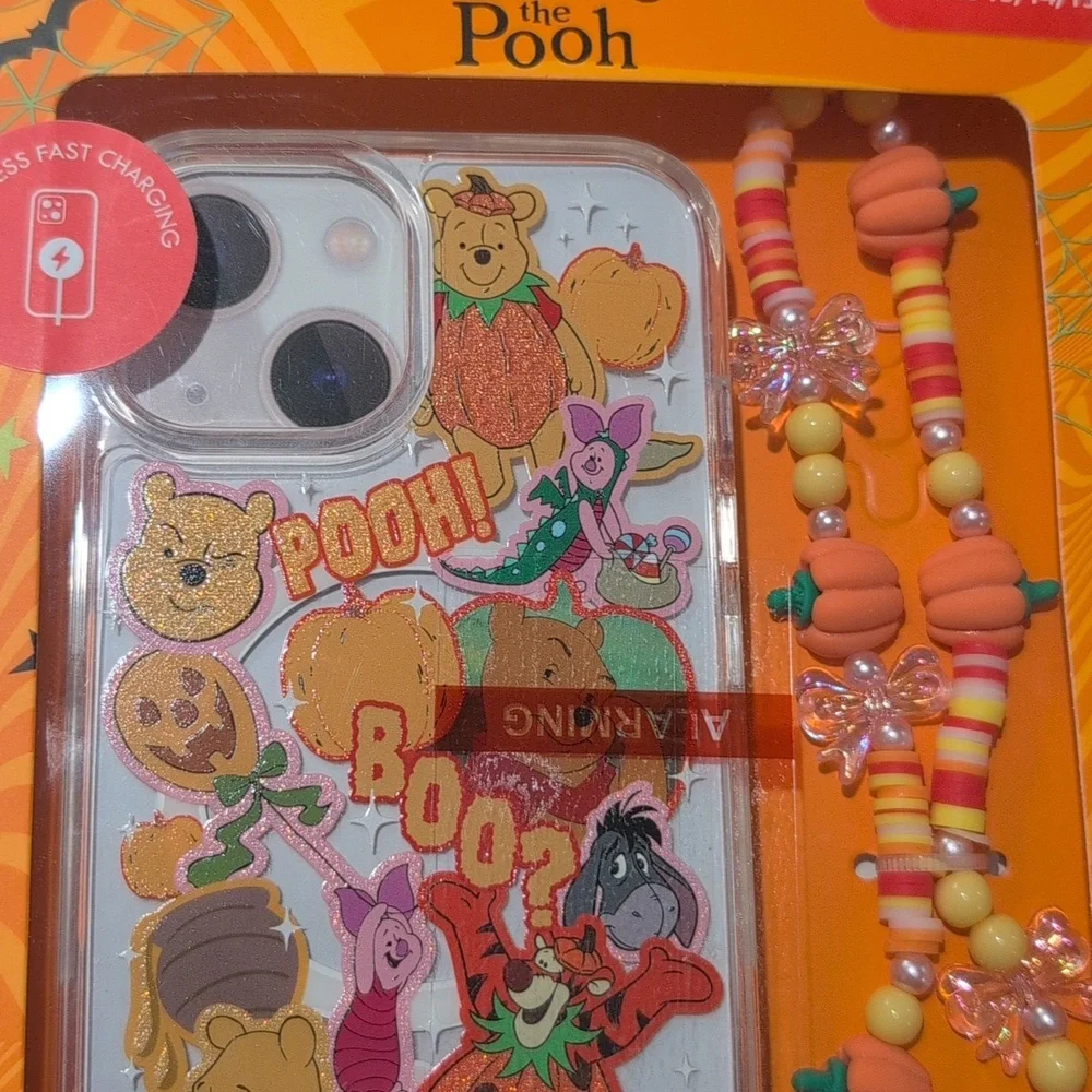 Disney Winnie the Pooh Halloween iPhone 13/14/15 Phone Case & Beaded Strap